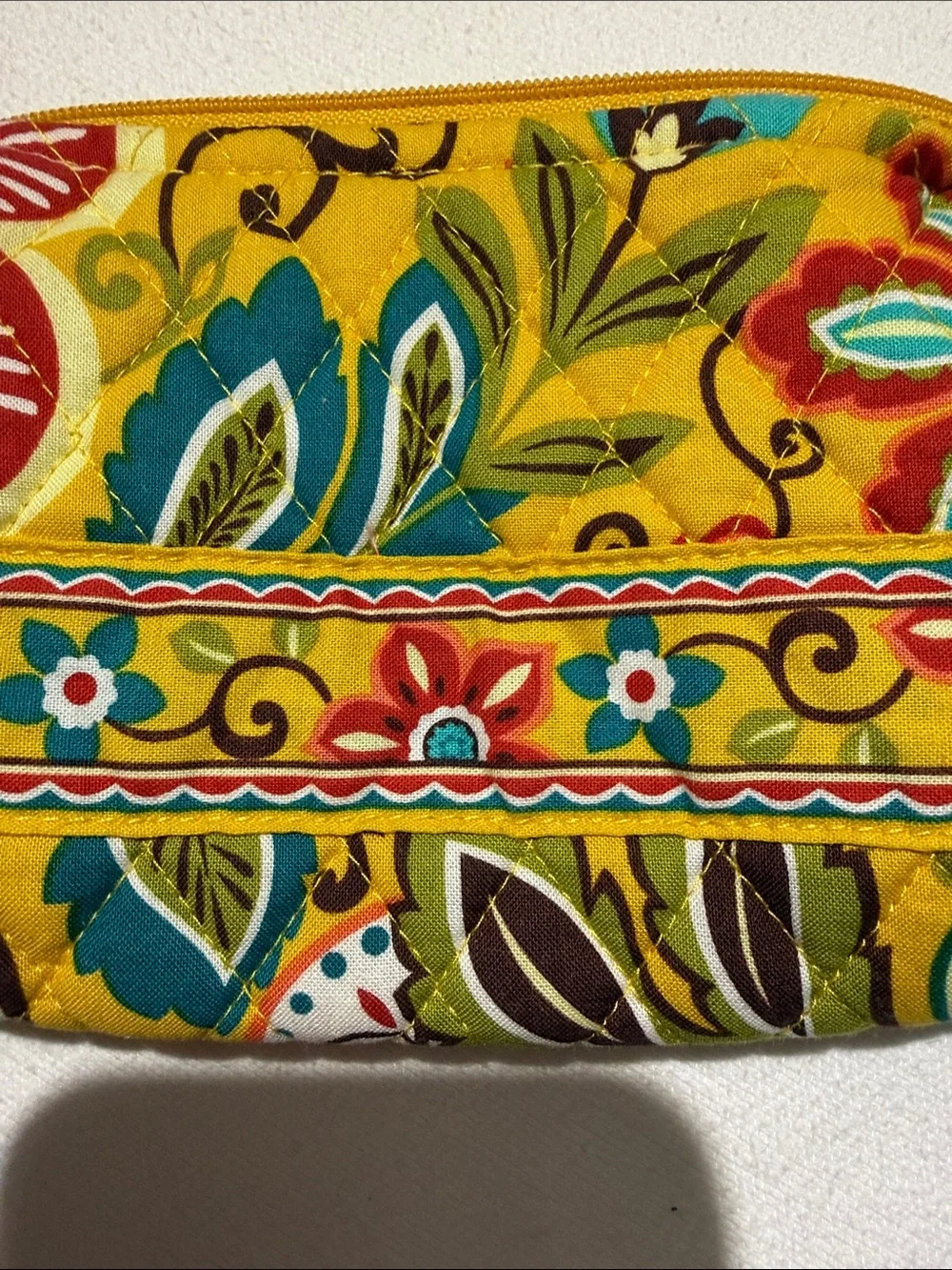 Vera Bradley Quilted Floral Yellow Cosmetic Pouch